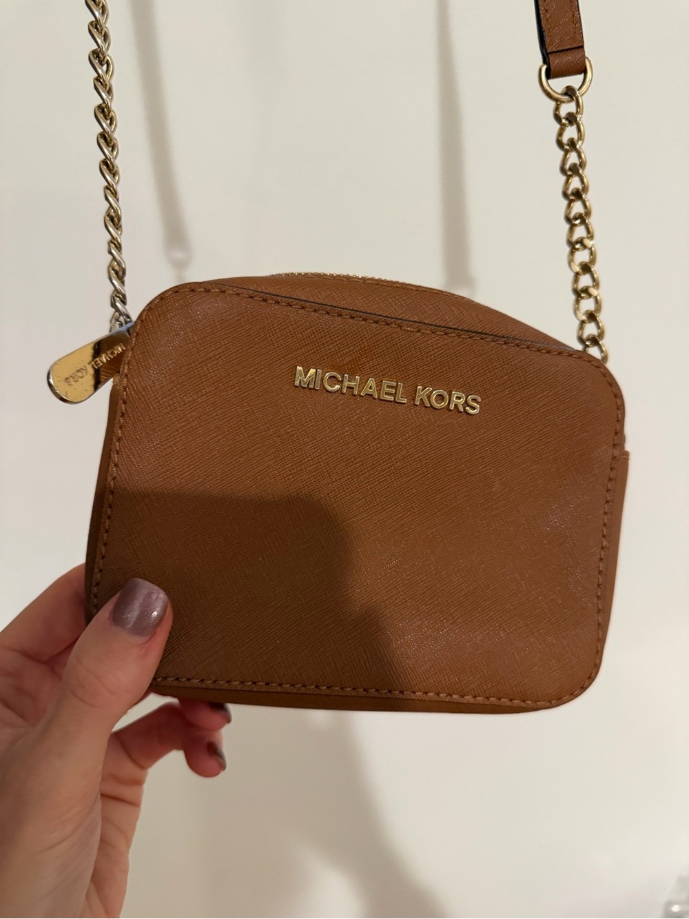 Michael Kors Tan Saffiano Leather Crossbody with Gold Hardware